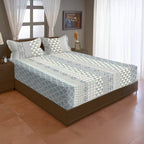 Aqua Mosaic 200 TC Pure Cotton Bedsheet with Pillow Cover