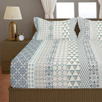 Aqua Mosaic 200 TC Pure Cotton Bedsheet with Pillow Cover