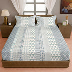 Aqua Mosaic 200 TC Pure Cotton Bedsheet with Pillow Cover