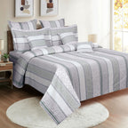 Lavender Geometric Stripes 180 TC Pure Cotton Bedsheet Set with Pillow Cover
