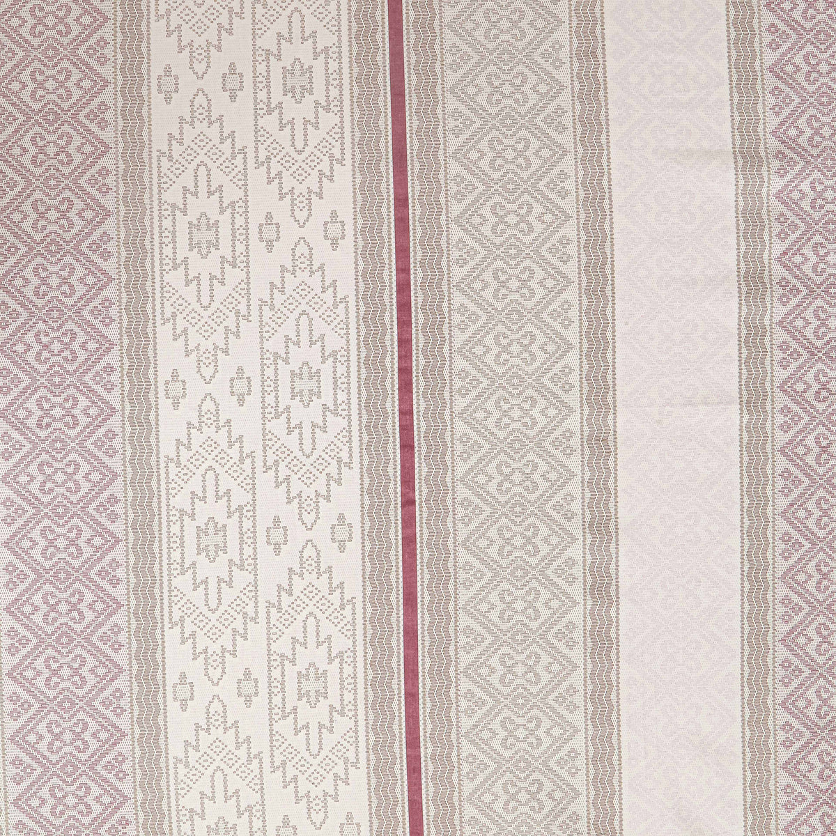 Ivory Mauve Geometric Stripes 180 TC Pure Cotton Bedsheet Set with Pillow Cover