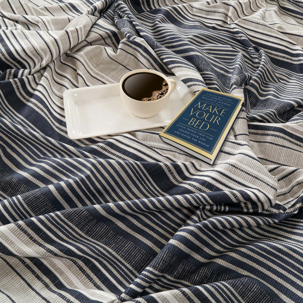 Indigo Classic Stripes 180 TC Pure Cotton Bedsheet Set with Pillow Cover