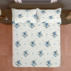 Blue Blossom Floral 200 TC Pure Cotton Bedsheet with Pillow Cover