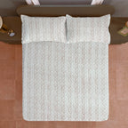 Beige Leaf Pattern 200 TC Pure Cotton Bedsheet with Pillow Cover