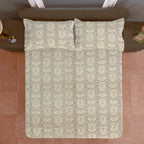 Beige Ornamental 200 TC Pure Cotton Bedsheet with Pillow Cover