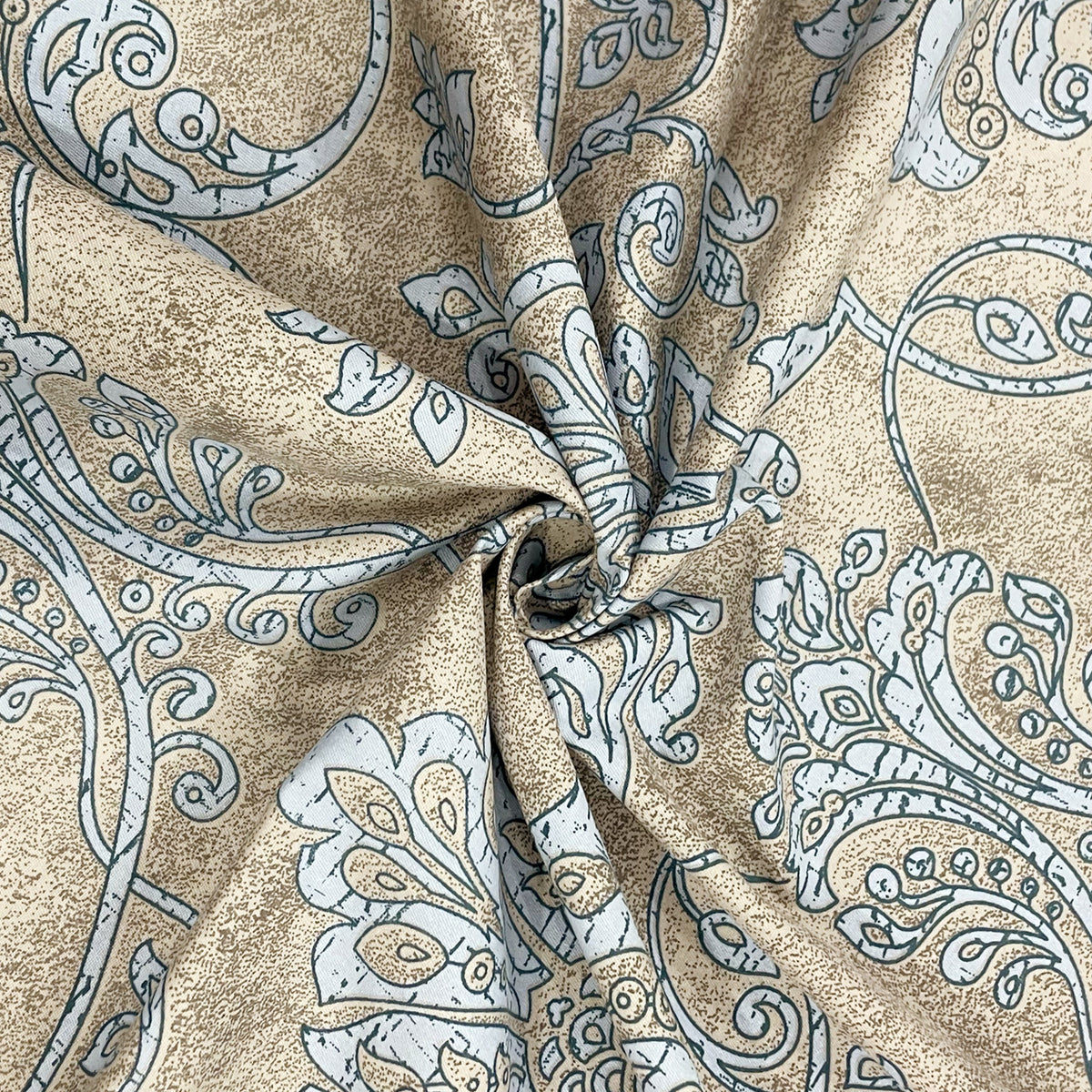 Sandstone Blue Damask 180 TC Pure Cotton Bedsheet Set with Pillow Cover