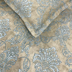 Sandstone Blue Damask 180 TC Pure Cotton Bedsheet Set with Pillow Cover