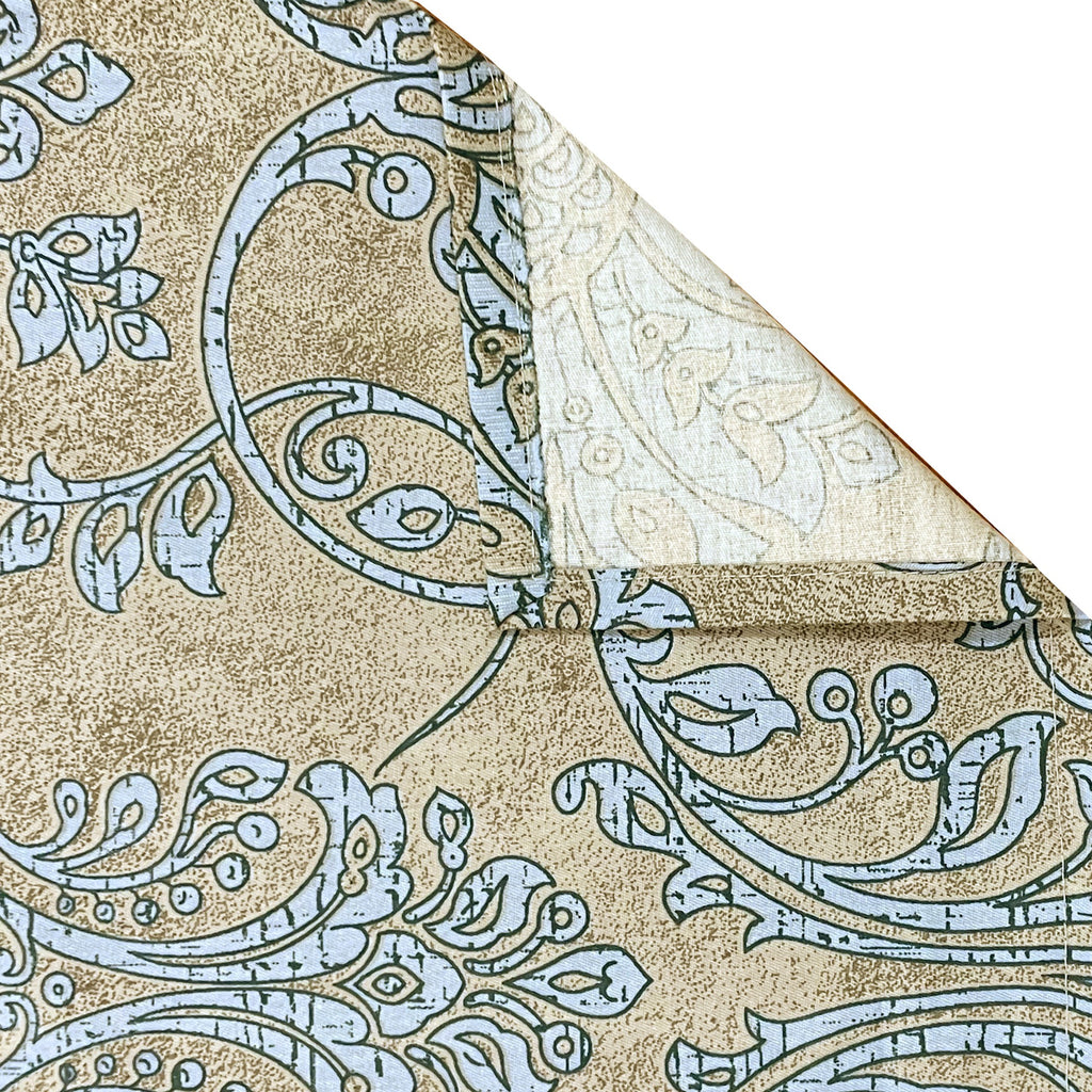 Sandstone Blue Damask 180 TC Pure Cotton Bedsheet Set with Pillow Cover