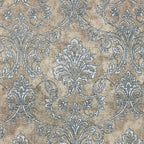 Sandstone Blue Damask 180 TC Pure Cotton Bedsheet Set with Pillow Cover