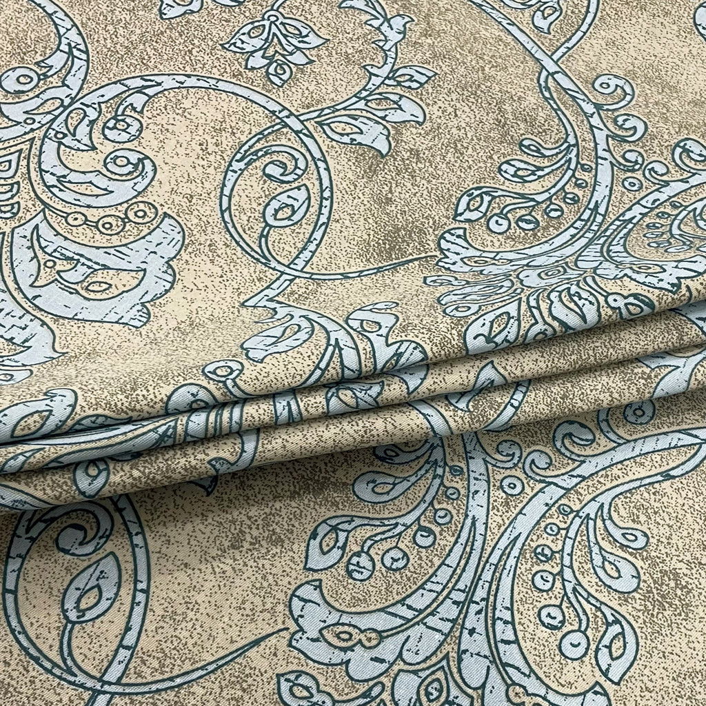 Sandstone Blue Damask 180 TC Pure Cotton Bedsheet Set with Pillow Cover