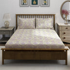 Sage Lilac Damask 180 TC Pure Cotton Bedsheet Set with Pillow Cover