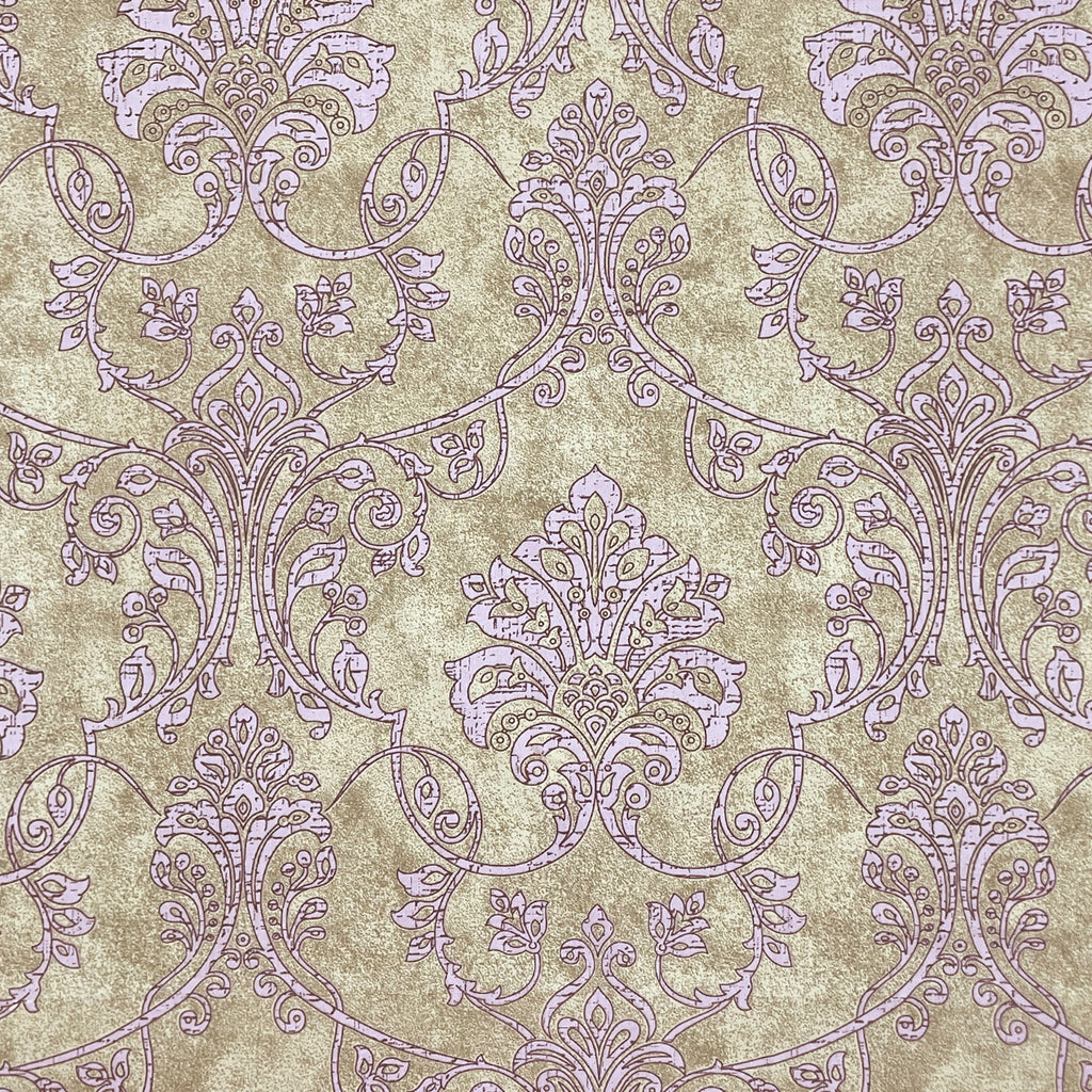 Sage Lilac Damask 180 TC Pure Cotton Bedsheet Set with Pillow Cover