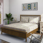 Sage Lilac Damask 180 TC Pure Cotton Bedsheet Set with Pillow Cover