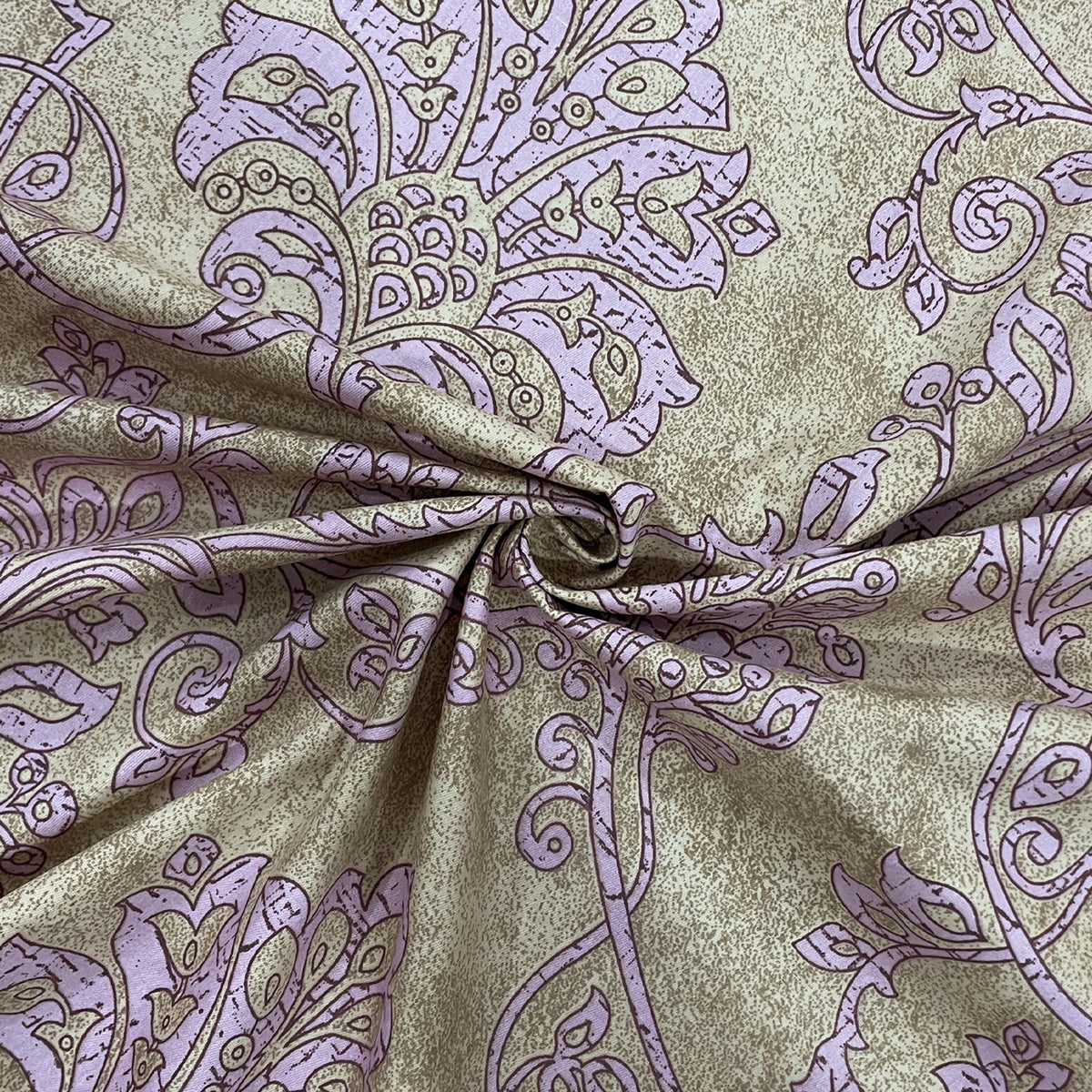 Sage Lilac Damask 180 TC Pure Cotton Bedsheet Set with Pillow Cover