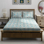 Taupe Aqua Damask 180 TC Pure Cotton Bedsheet Set with Pillow Cover