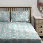 Taupe Aqua Damask 180 TC Pure Cotton Bedsheet Set with Pillow Cover