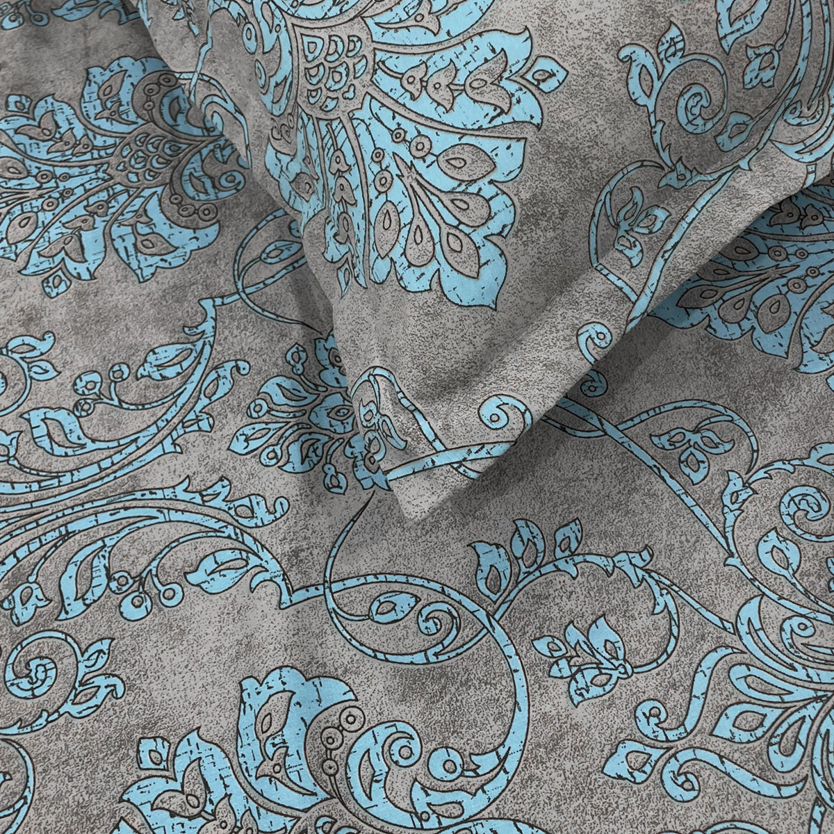 Taupe Aqua Damask 180 TC Pure Cotton Bedsheet Set with Pillow Cover