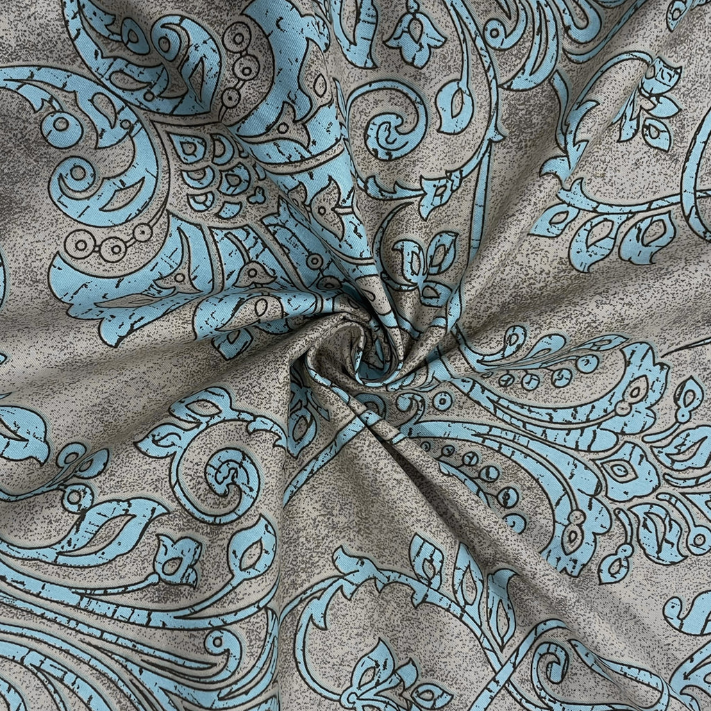 Taupe Aqua Damask 180 TC Pure Cotton Bedsheet Set with Pillow Cover