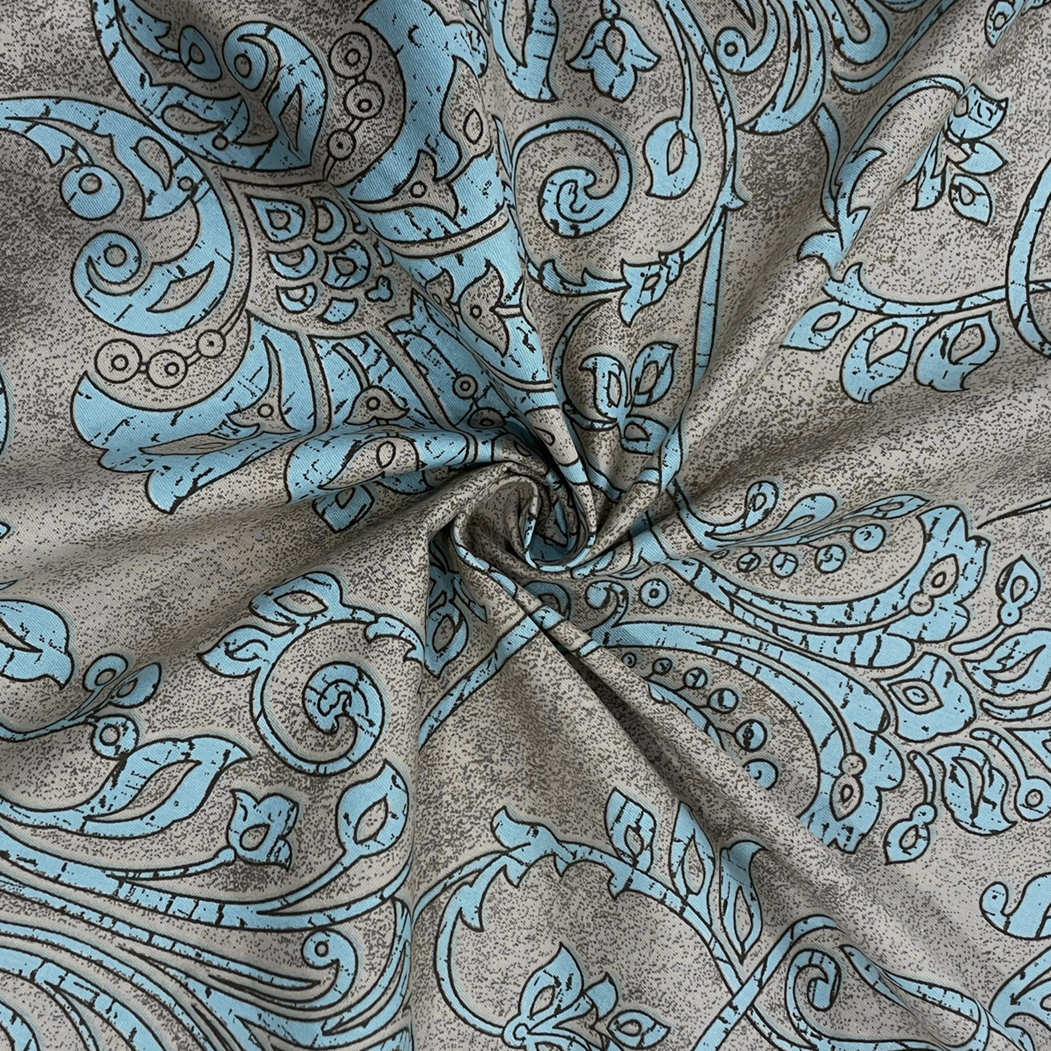Taupe Aqua Damask 180 TC Pure Cotton Bedsheet Set with Pillow Cover