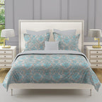 Taupe Aqua Damask 180 TC Pure Cotton Bedsheet Set with Pillow Cover