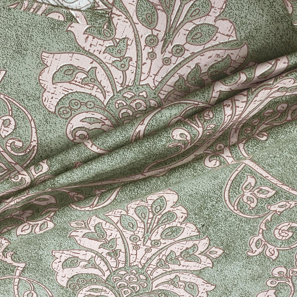 Mint Ornate Damask 180 TC Pure Cotton Bedsheet Set with Pillow Cover
