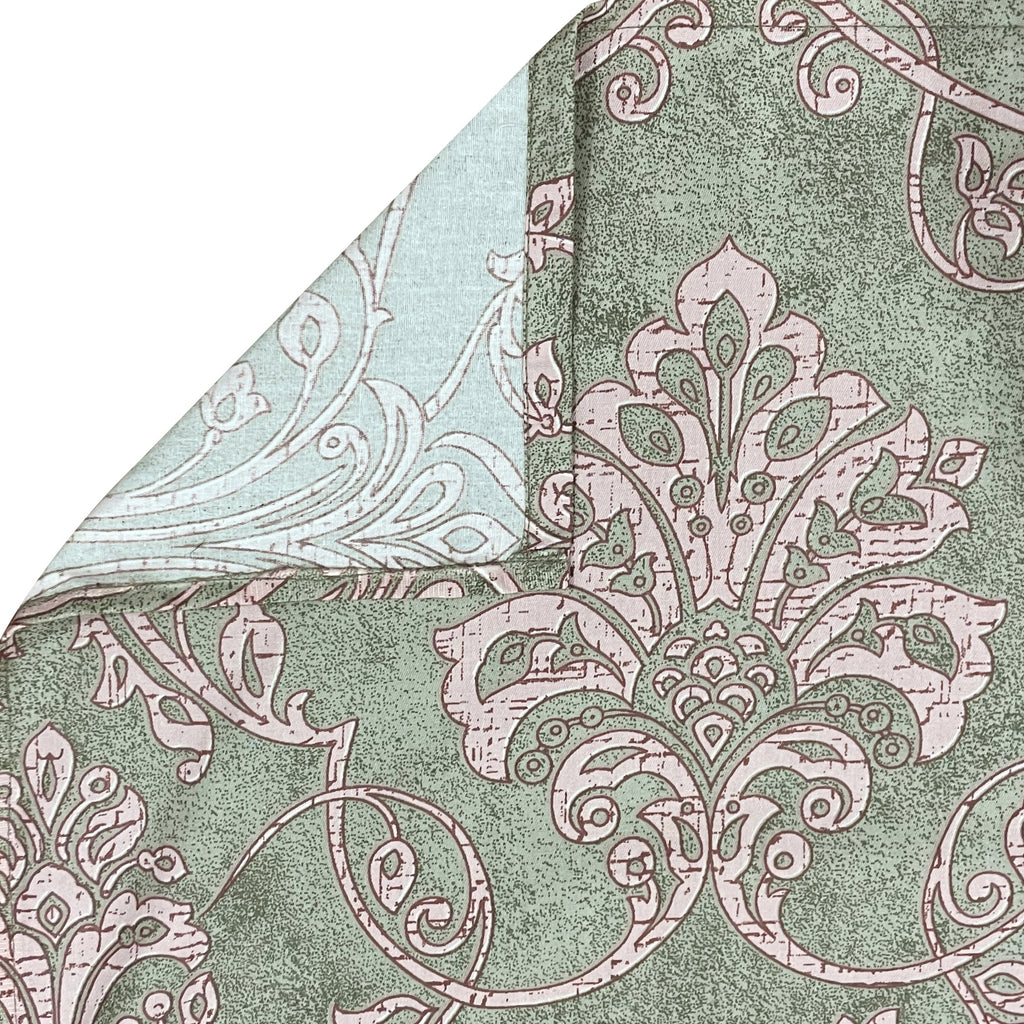 Mint Ornate Damask 180 TC Pure Cotton Bedsheet Set with Pillow Cover