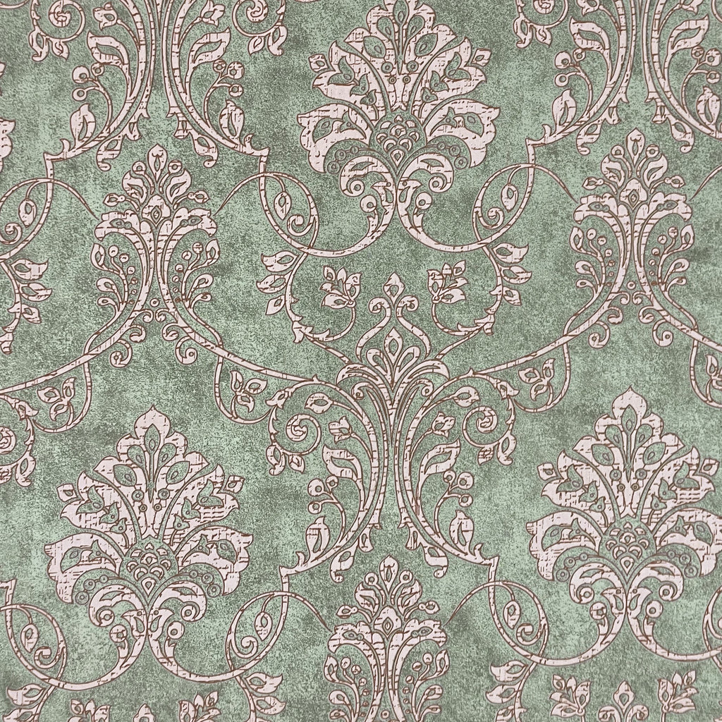 Mint Ornate Damask 180 TC Pure Cotton Bedsheet Set with Pillow Cover