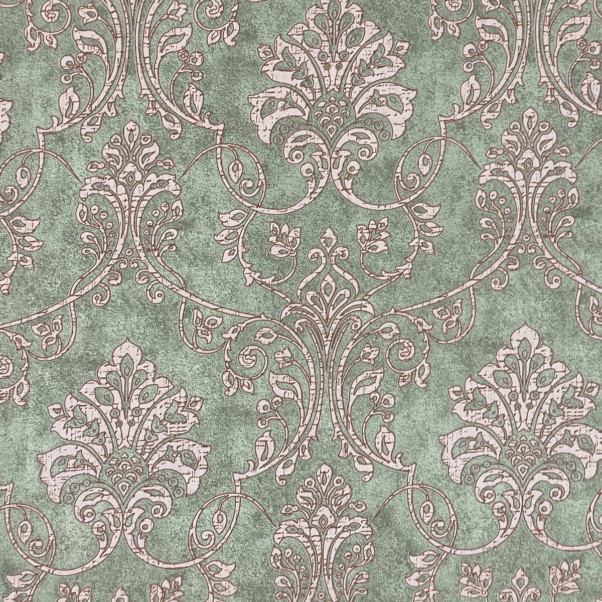 Mint Ornate Damask 180 TC Pure Cotton Bedsheet Set with Pillow Cover