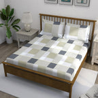 Sage Charcoal Windowpane 180 TC Pure Cotton Bedsheet Set with Pillow Cover
