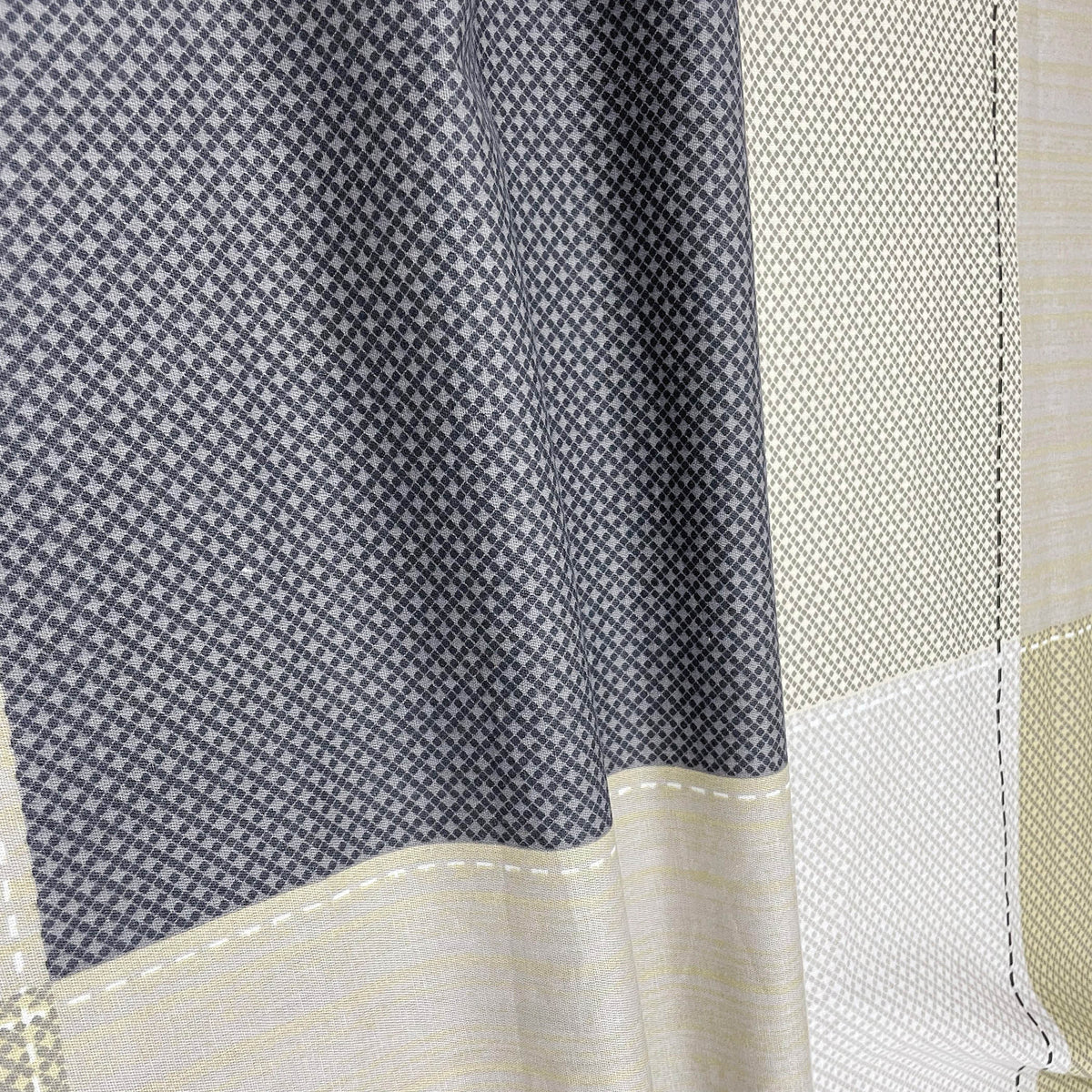 Sage Charcoal Windowpane 180 TC Pure Cotton Bedsheet Set with Pillow Cover