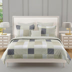 Sage Charcoal Windowpane 180 TC Pure Cotton Bedsheet Set with Pillow Cover