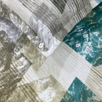 Ivory Teal Patchwork 180 TC Pure Cotton Bedsheet Set with Pillow Cover