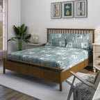 Teal Aztec Stripes 180 TC Pure Cotton Bedsheet Set with Pillow Cover