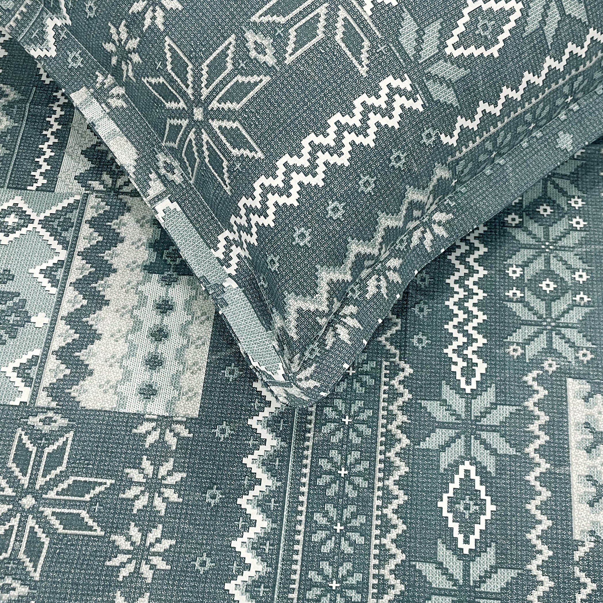 Teal Aztec Stripes 180 TC Pure Cotton Bedsheet Set with Pillow Cover