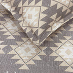 Taupe Ivory Tribal Mosaic 180 TC Pure Cotton Bedsheet Set with Pillow Cover