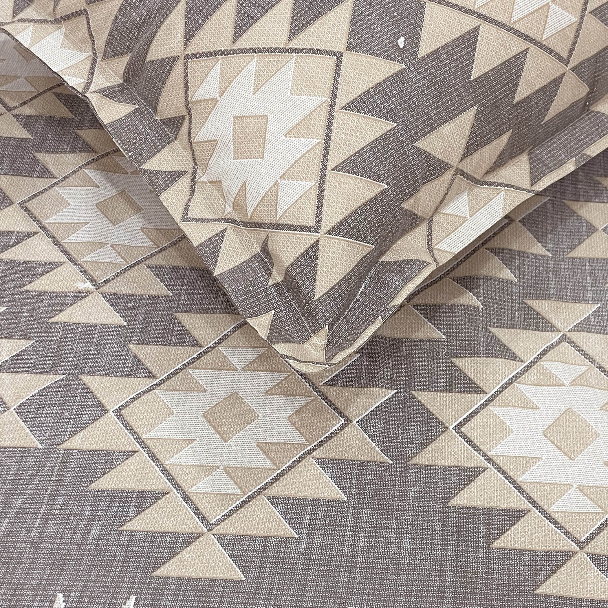 Taupe Ivory Tribal Mosaic 180 TC Pure Cotton Bedsheet Set with Pillow Cover