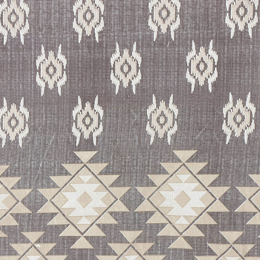 Taupe Ivory Tribal Mosaic 180 TC Pure Cotton Bedsheet Set with Pillow Cover