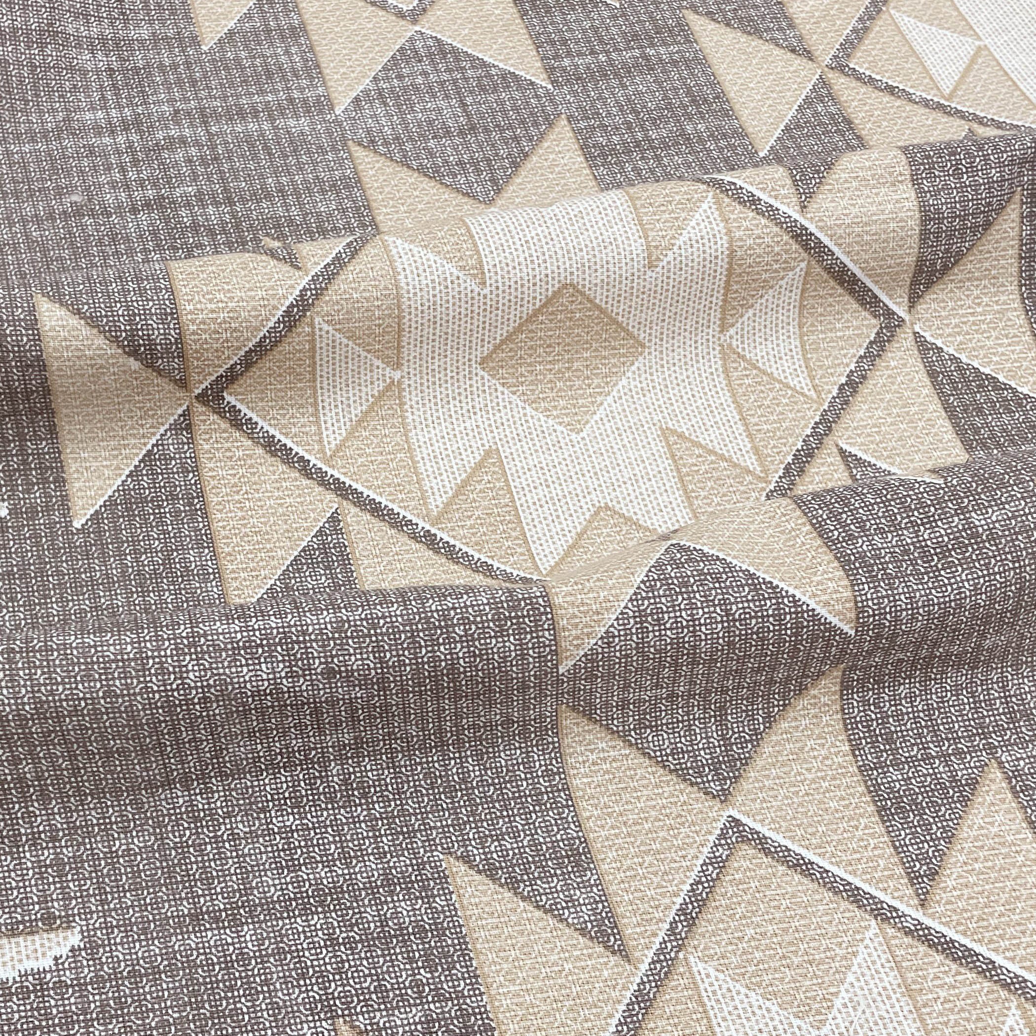 Taupe Ivory Tribal Mosaic 180 TC Pure Cotton Bedsheet Set with Pillow Cover
