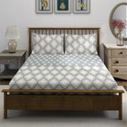 Grey Ivory Tribal Diamonds 180 TC Pure Cotton Bedsheet Set with Pillow Cover