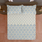 Ivory & Grey Ethnic Geometric 200 TC Pure Cotton Bedsheet with Pillow Covers