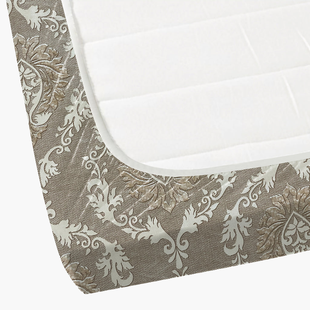Taupe Ivory Damask 180 TC Pure Cotton Bedsheet Set with Pillow Cover