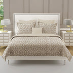 Taupe Ivory Damask 180 TC Pure Cotton Bedsheet Set with Pillow Cover