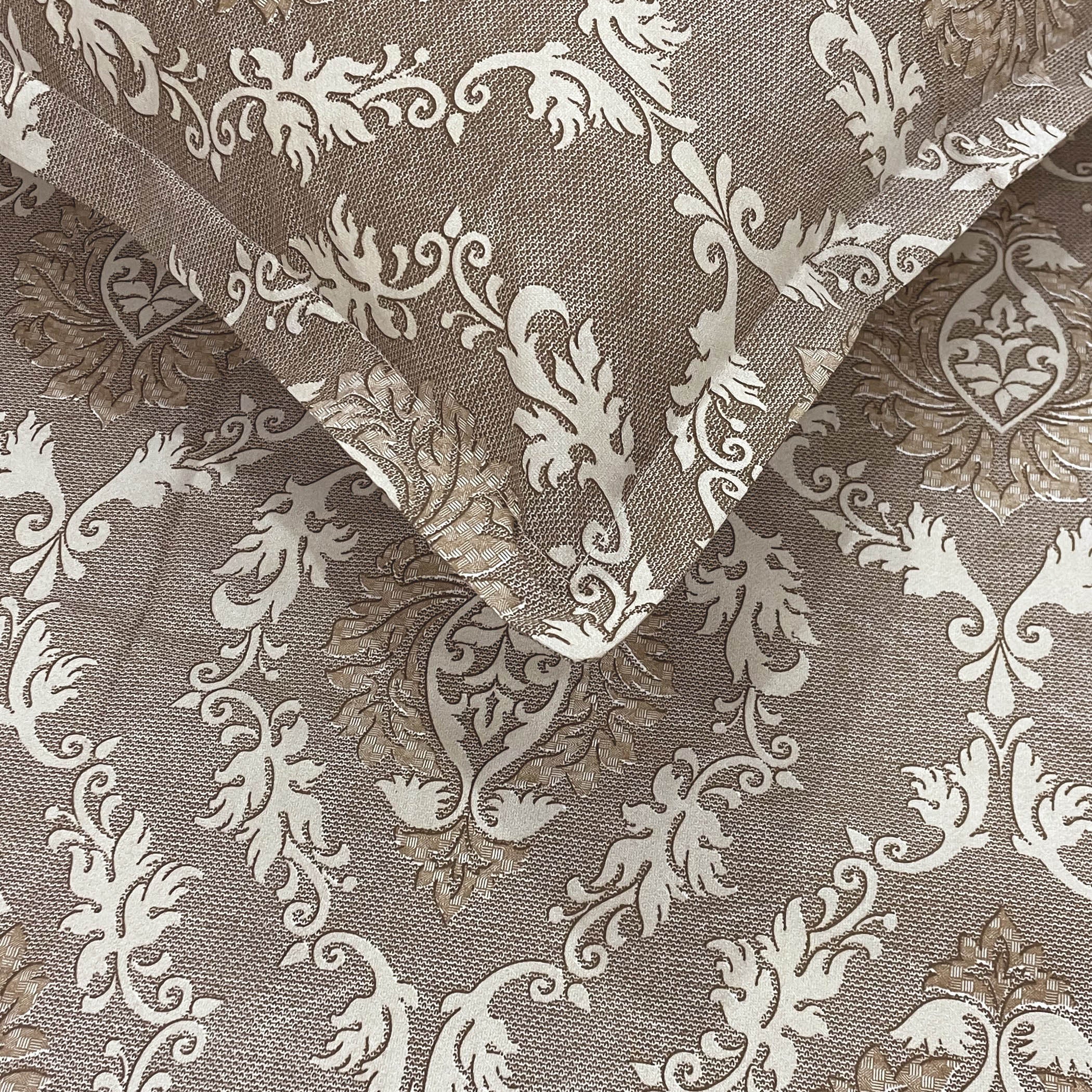 Taupe Ivory Damask 180 TC Pure Cotton Bedsheet Set with Pillow Cover
