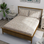 Taupe Ivory Damask 180 TC Pure Cotton Bedsheet Set with Pillow Cover