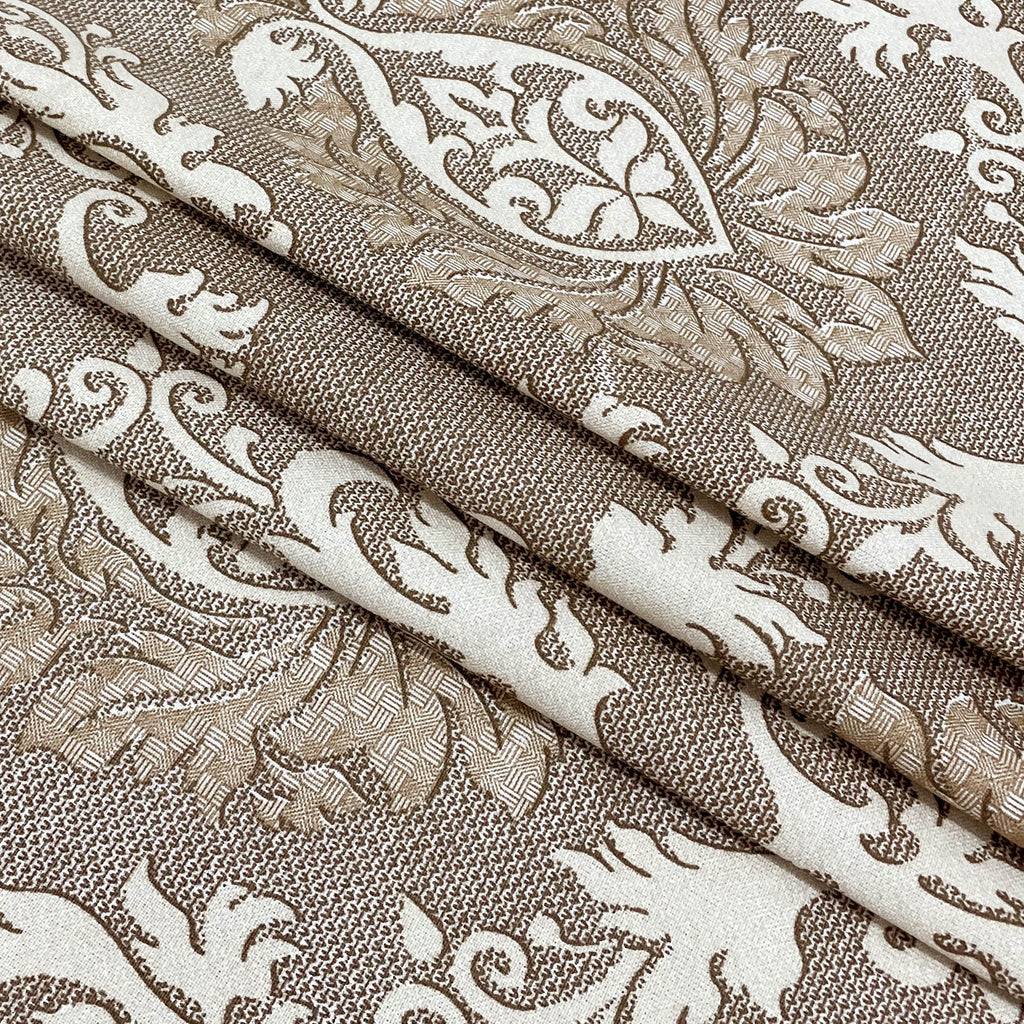 Taupe Ivory Damask 180 TC Pure Cotton Bedsheet Set with Pillow Cover