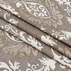 Taupe Ivory Damask 180 TC Pure Cotton Bedsheet Set with Pillow Cover