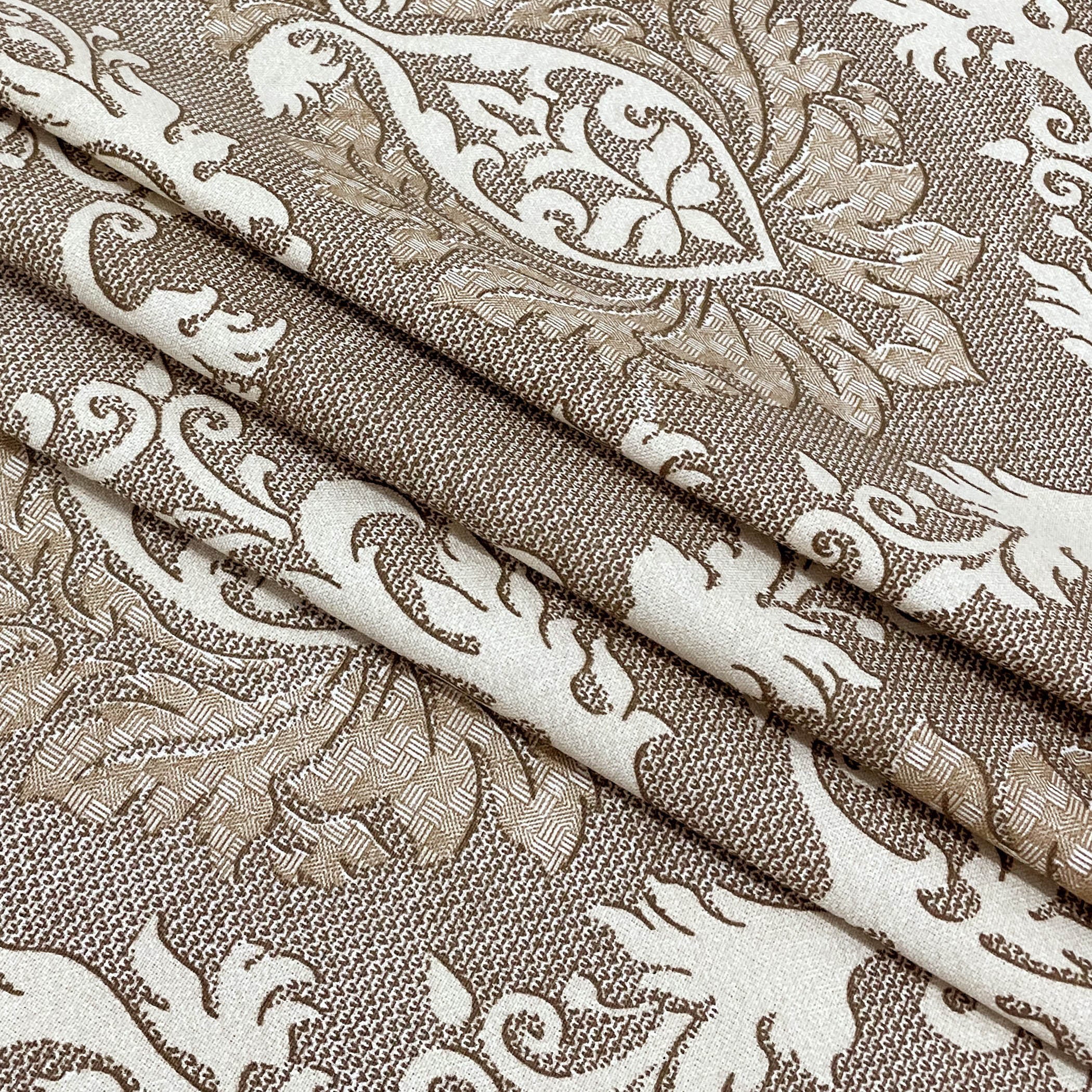 Taupe Ivory Damask 180 TC Pure Cotton Bedsheet Set with Pillow Cover