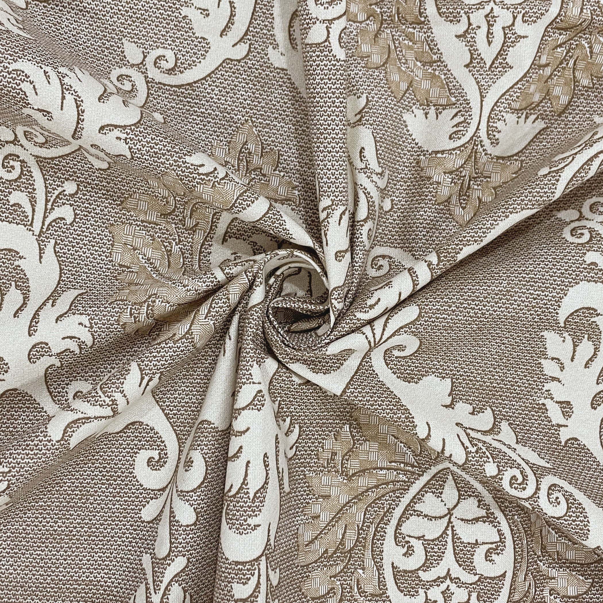 Taupe Ivory Damask 180 TC Pure Cotton Bedsheet Set with Pillow Cover