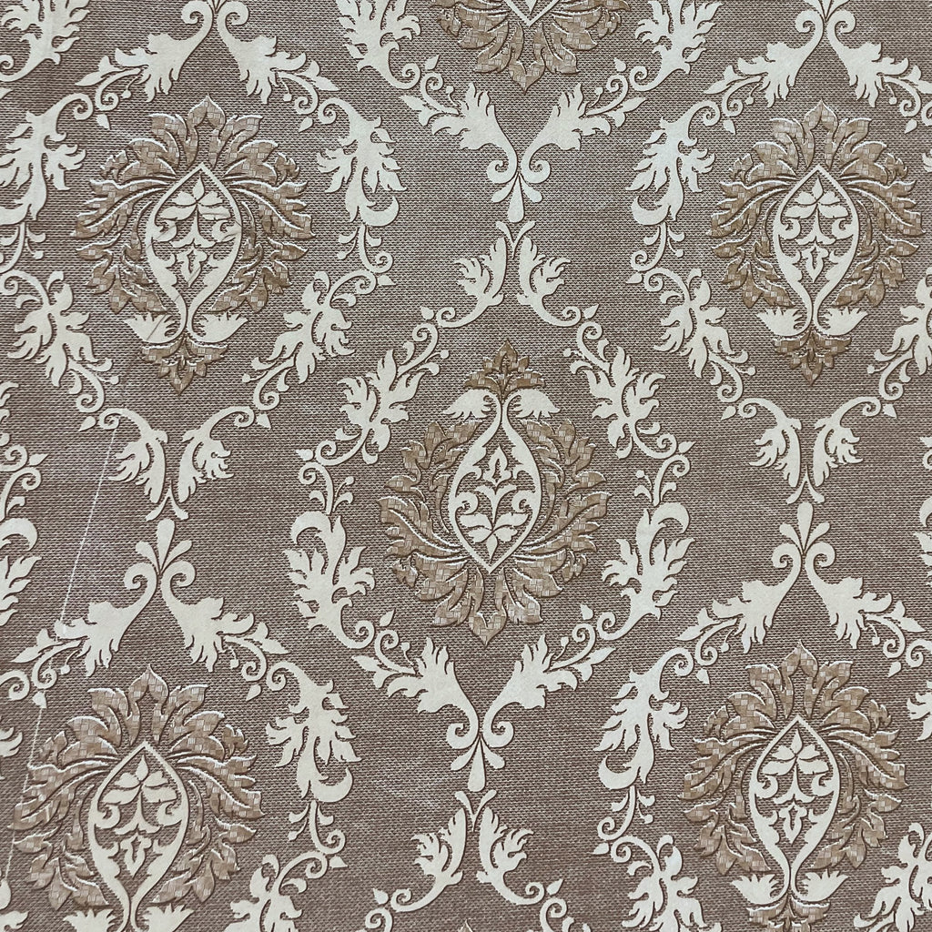 Taupe Ivory Damask 180 TC Pure Cotton Bedsheet Set with Pillow Cover