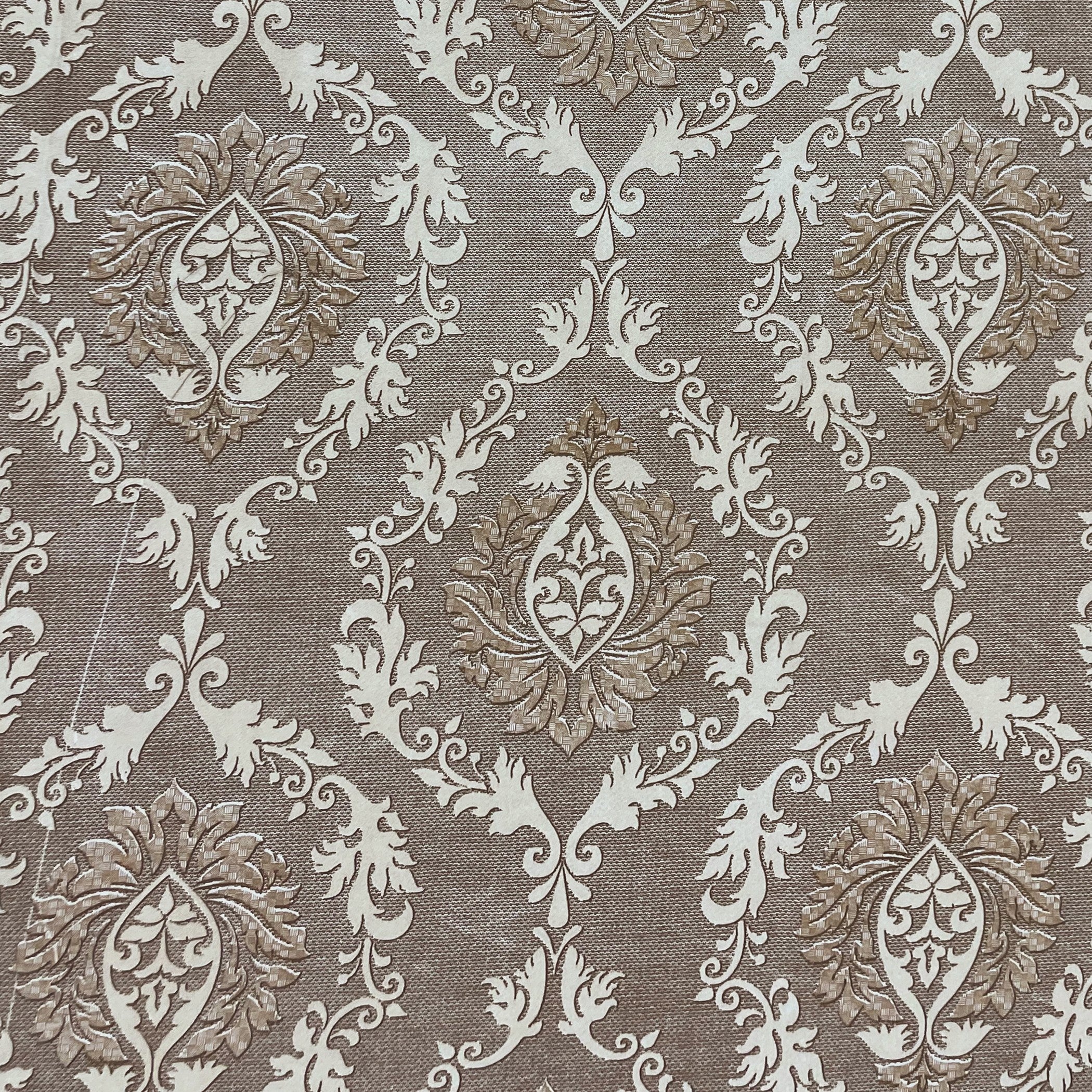 Taupe Ivory Damask 180 TC Pure Cotton Bedsheet Set with Pillow Cover